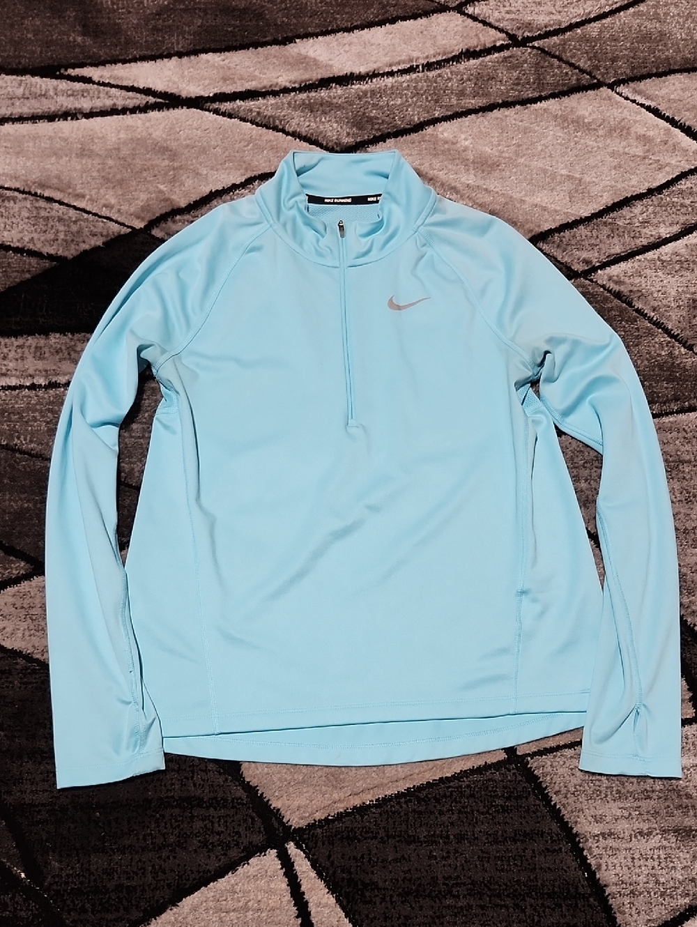 NIKE SWOOSH BLUE MESH DRI-FIT RUNNING DIVISION QUARTER-ZIP THUMBHOLE SHIRT